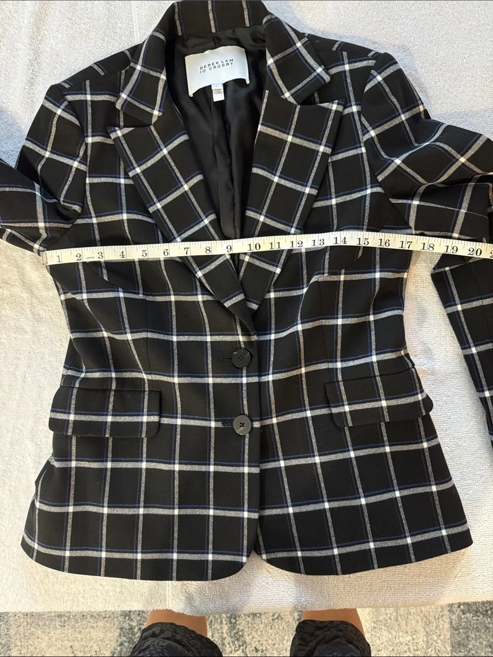 10 Crosby Derek Lam Black Windowpane Plaid Blazer